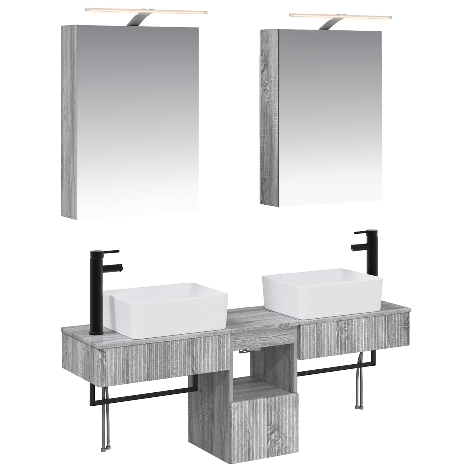 Set ormarića za kupaonicu 5 pcs Siva Sonoma 50 x 14,5 x 70 cm