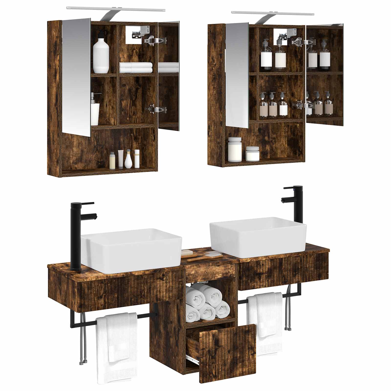 Set ormarića za kupaonicu 5 pcs Dimljeni hrast