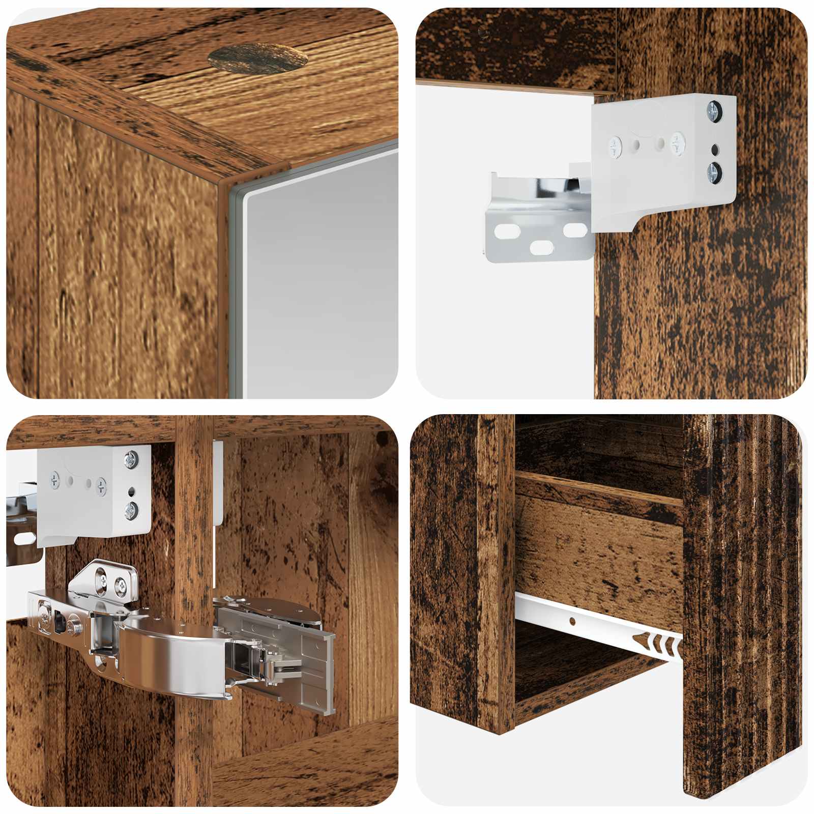 Set ormarića za kupaonicu 5 pcs Staro drvo 50 x 14,5 x 70 cm