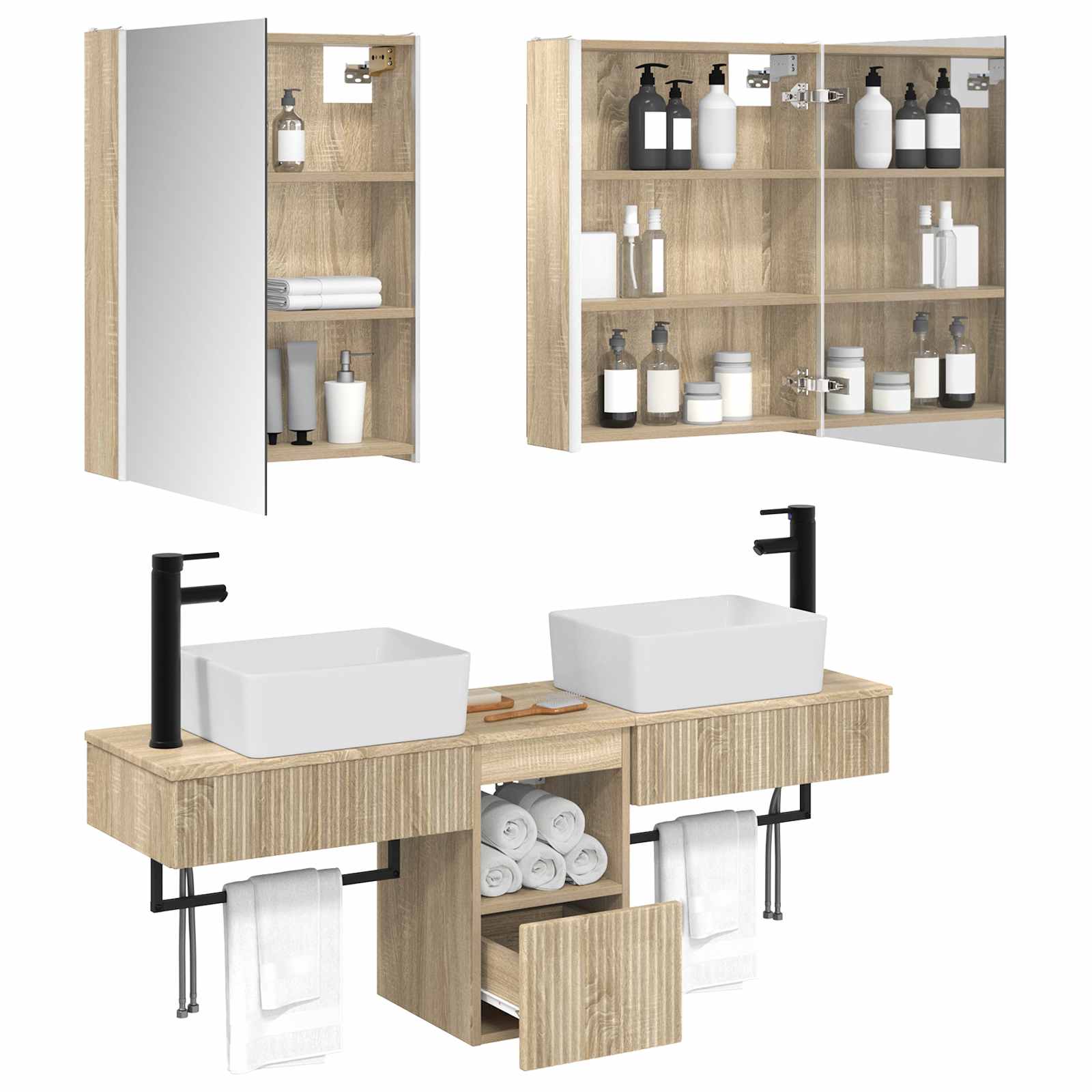 Set ormarića za kupaonicu 5 pcs Hrast sonoma 53 x 15,5 x 70 cm