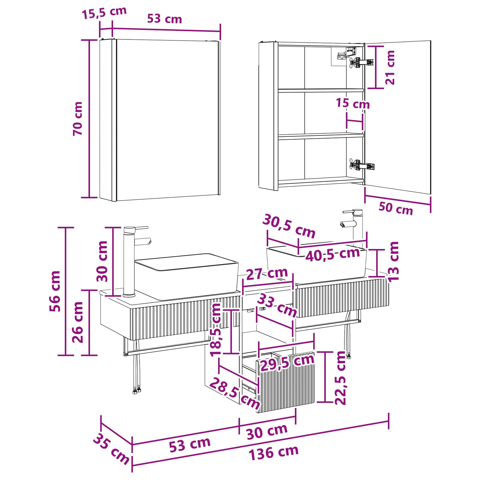 Set ormarića za kupaonicu 5 pcs Dimljeni hrast
