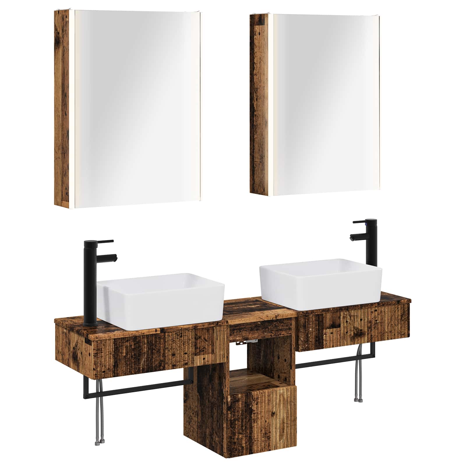 Set ormarića za kupaonicu 5 pcs Staro drvo 53 x 15,5 x 70 cm