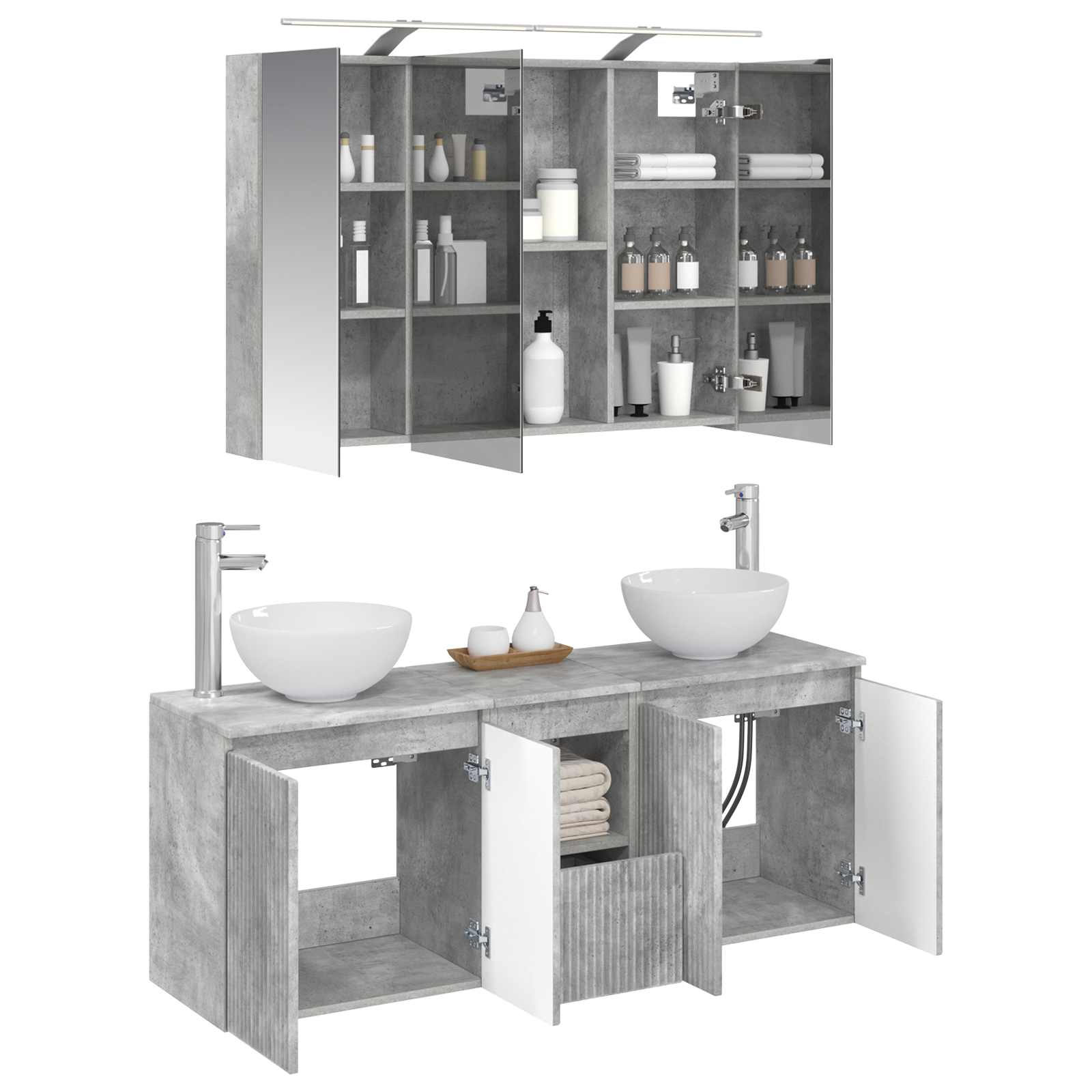 Set ormarića za kupaonicu 4 pcs Betonska siva
