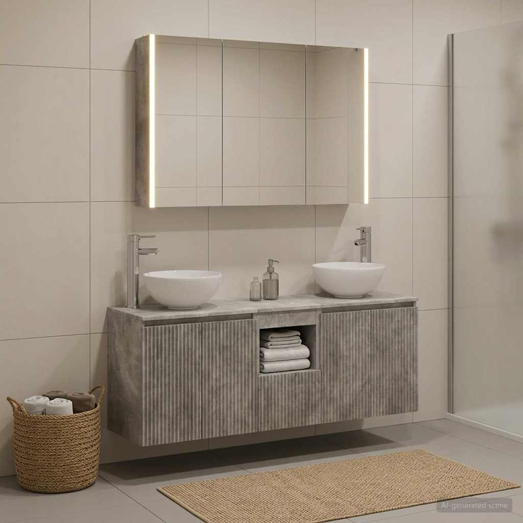Set ormarića za kupaonicu 4 pcs Betonska siva