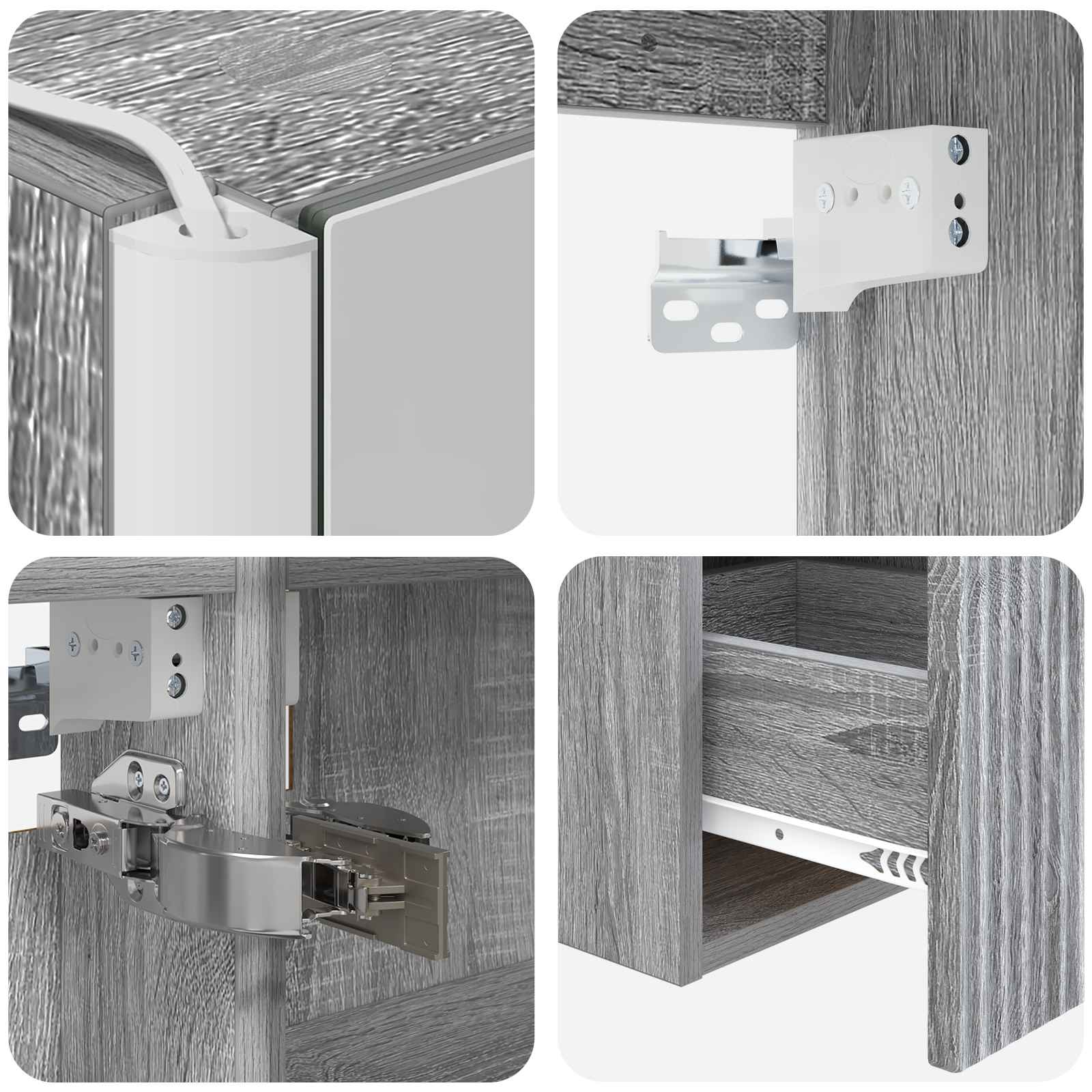 Set ormarića za kupaonicu 4 pcs Siva Sonoma