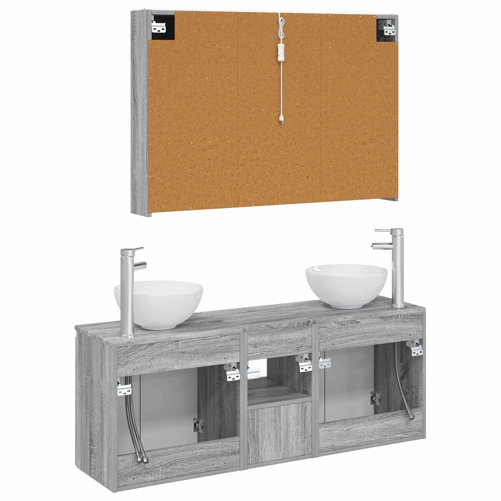 Set ormarića za kupaonicu 4 pcs Siva Sonoma