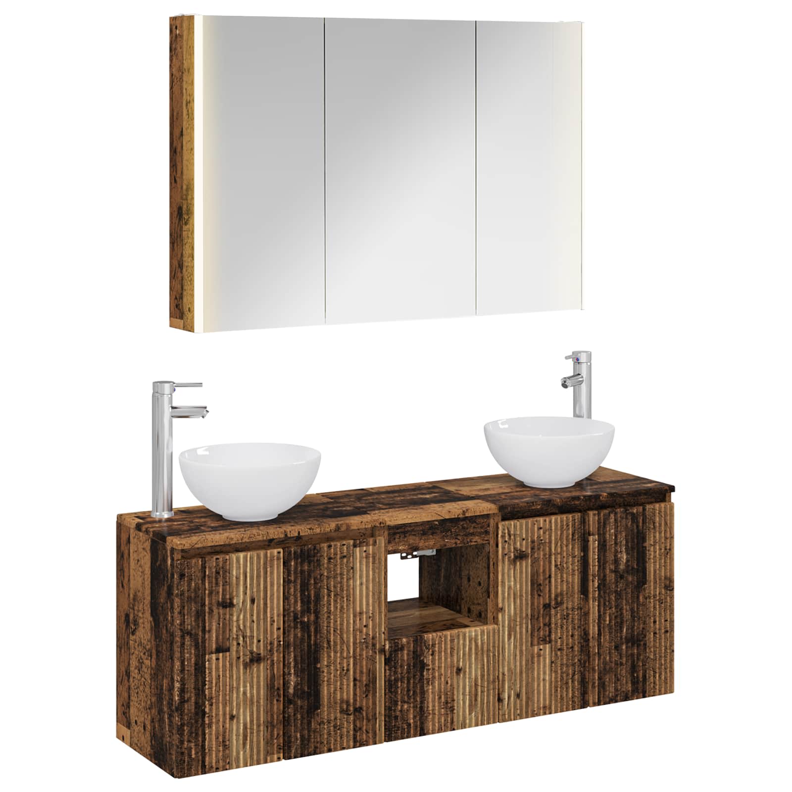 Set ormarića za kupaonicu 4 pcs Staro drvo 103,5 x 15,5 x 70 cm