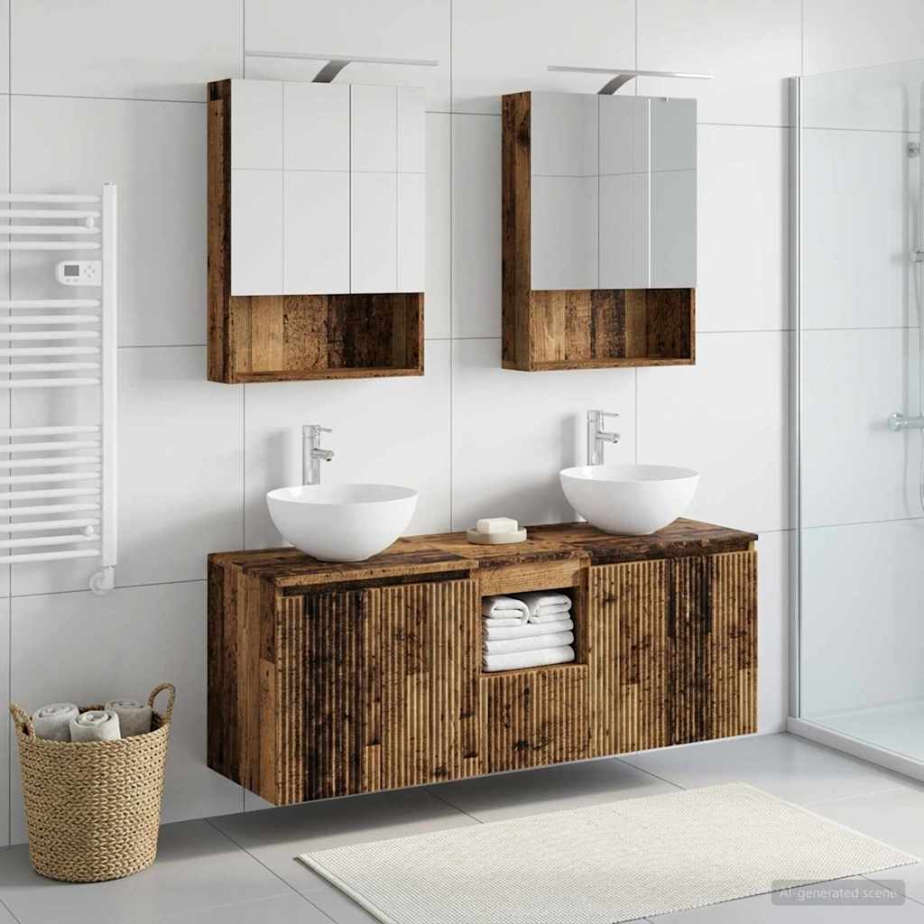 Set ormarića za kupaonicu 5 pcs Staro drvo 50 x 14,5 x 70 cm