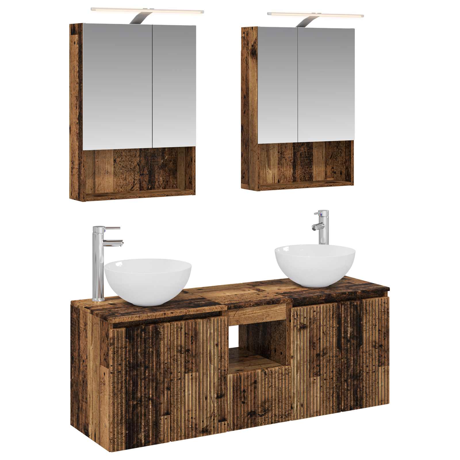 Set ormarića za kupaonicu 5 pcs Staro drvo 50 x 14,5 x 70 cm
