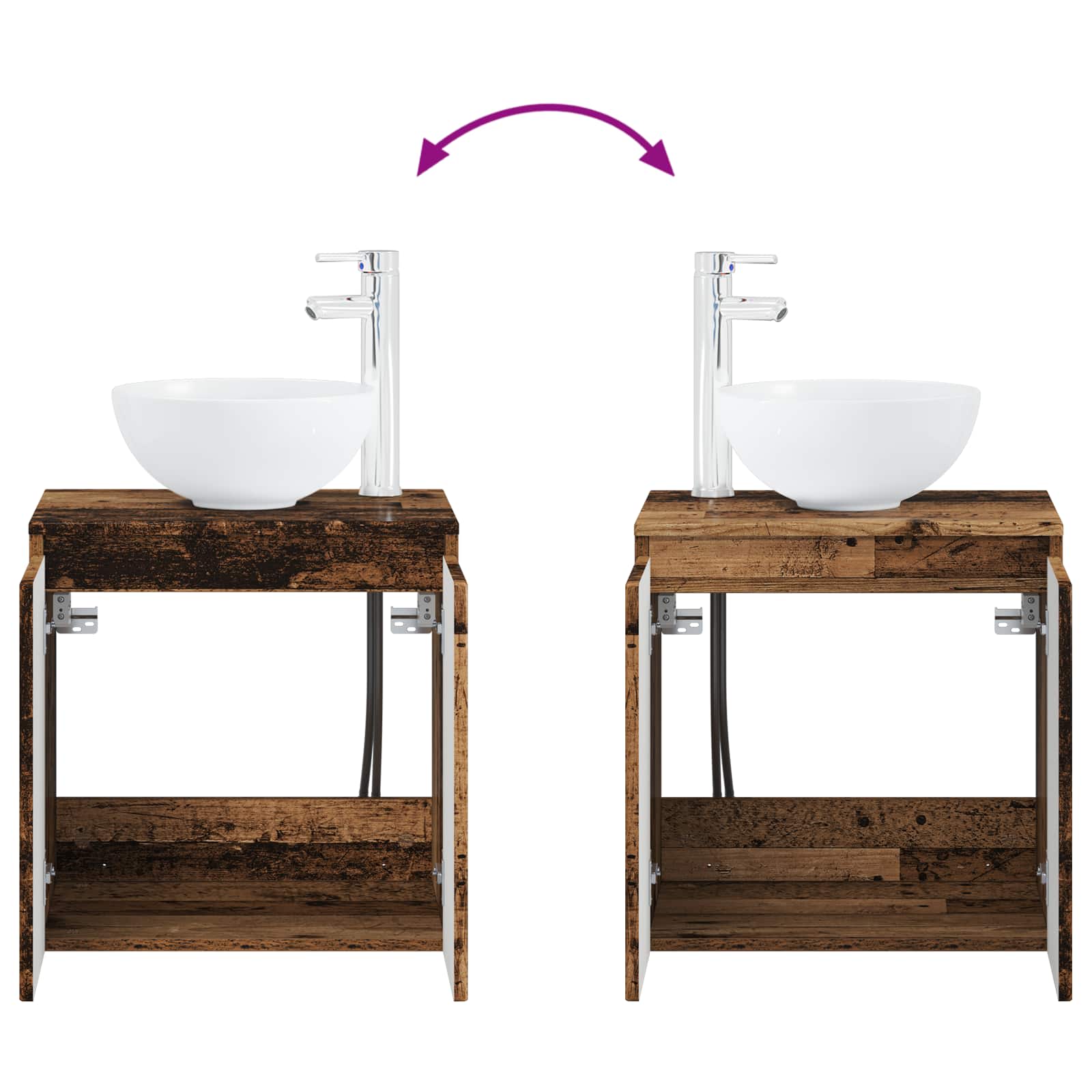 Set ormarića za kupaonicu 5 pcs Staro drvo 50 x 14,5 x 70 cm