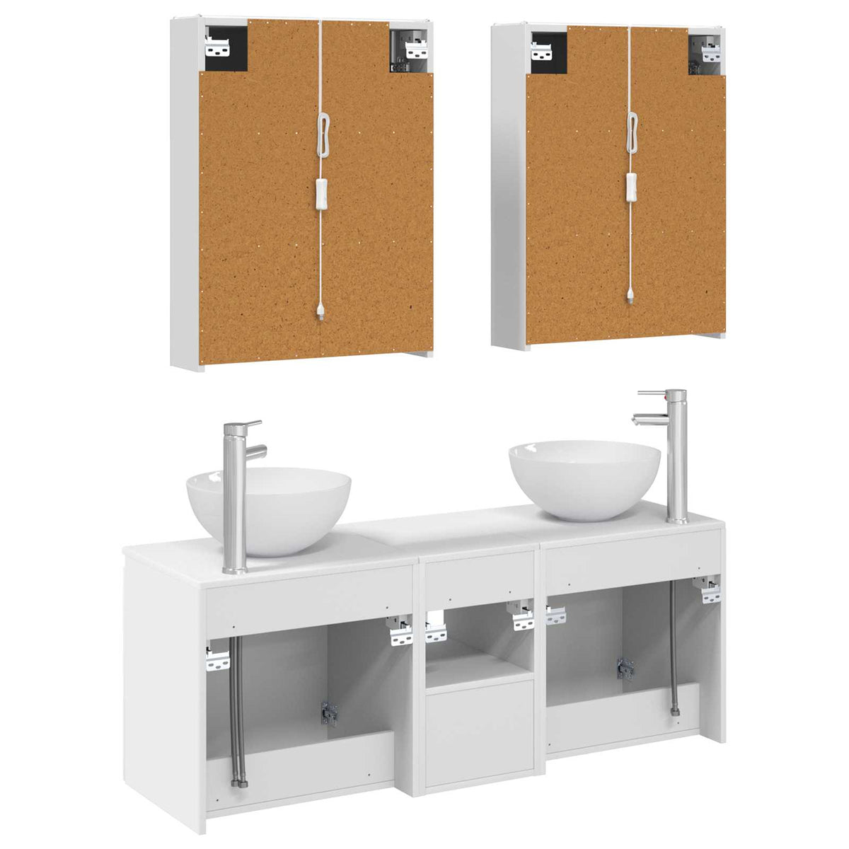 Set ormarića za kupaonicu 5 pcs Bijela 53 x 15,5 x 70 cm