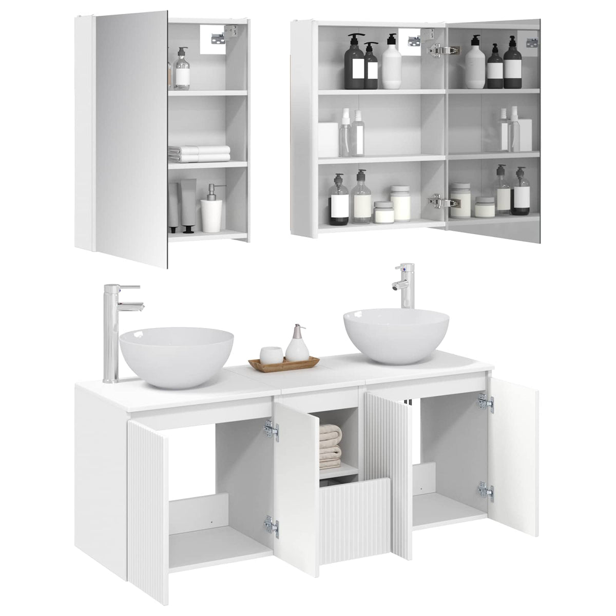 Set ormarića za kupaonicu 5 pcs Bijela 53 x 15,5 x 70 cm