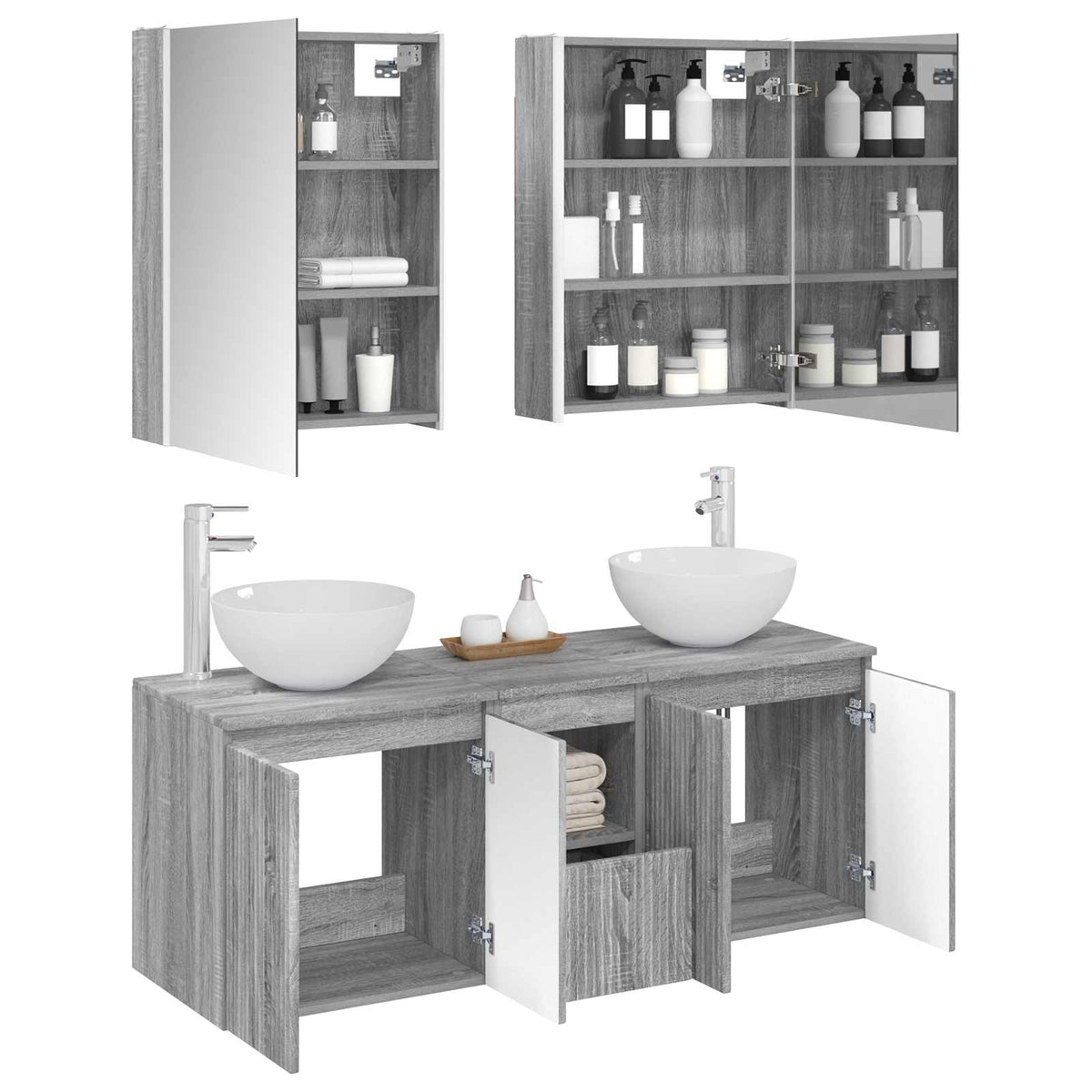 Set ormarića za kupaonicu 5 pcs Siva Sonoma 53 x 15,5 x 70 cm