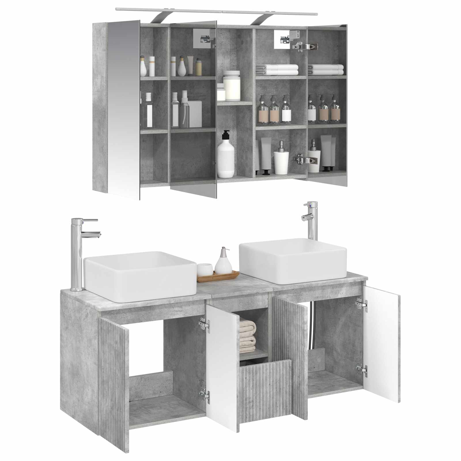 Set ormarića za kupaonicu 4 pcs Betonska siva