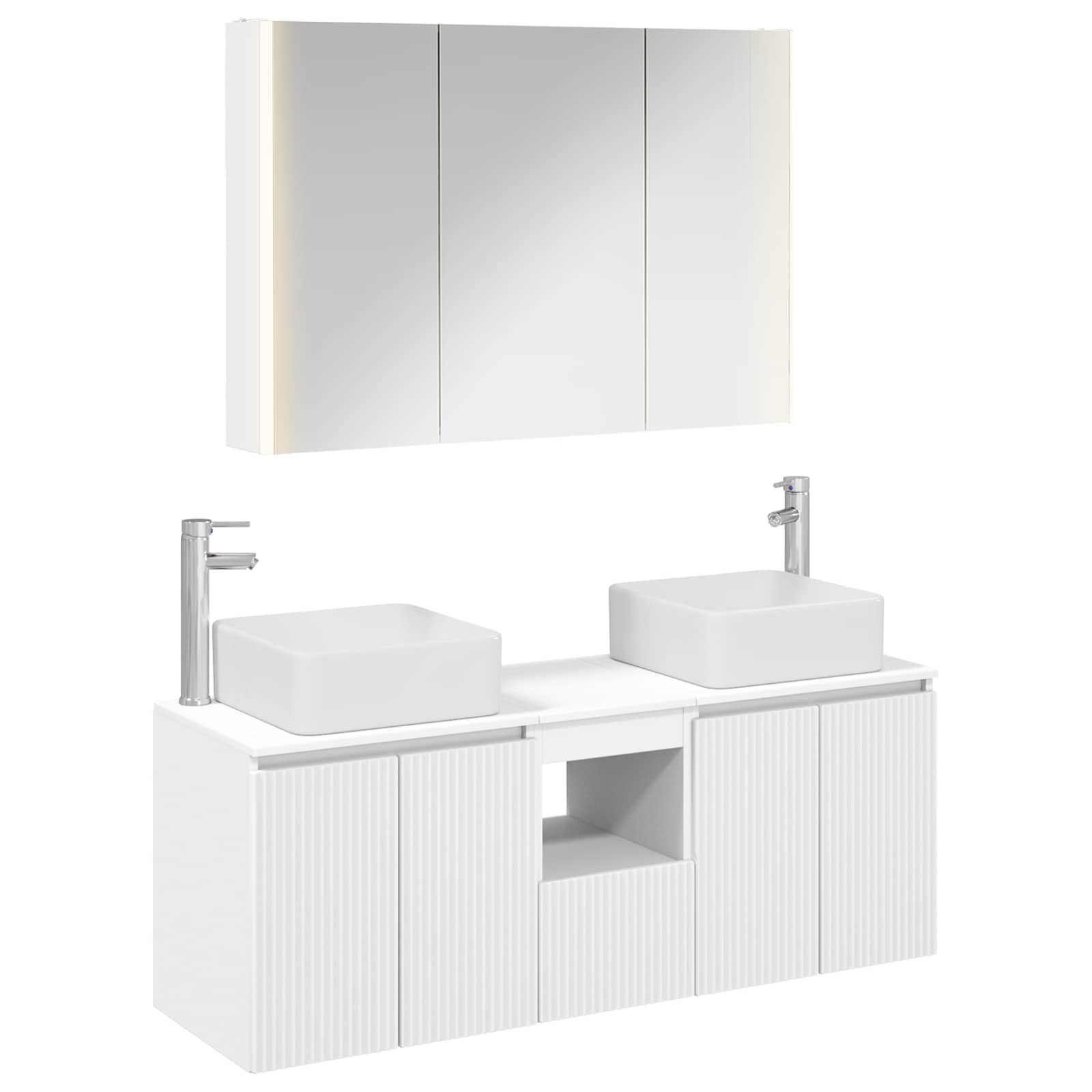 Set ormarića za kupaonicu 4 pcs Bijela Konstruirano drvo
