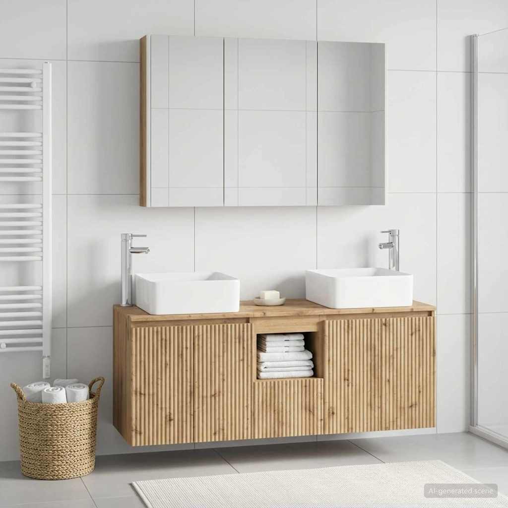 Set ormarića za kupaonicu 4 pcs Hrast artisan Konstruirano drvo