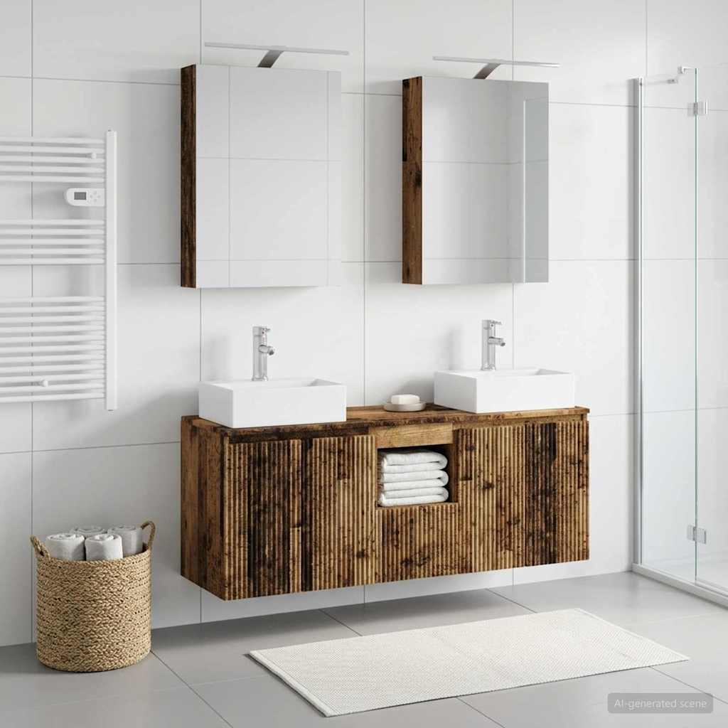 Set ormarića za kupaonicu 5 pcs Staro drvo Konstruirano drvo