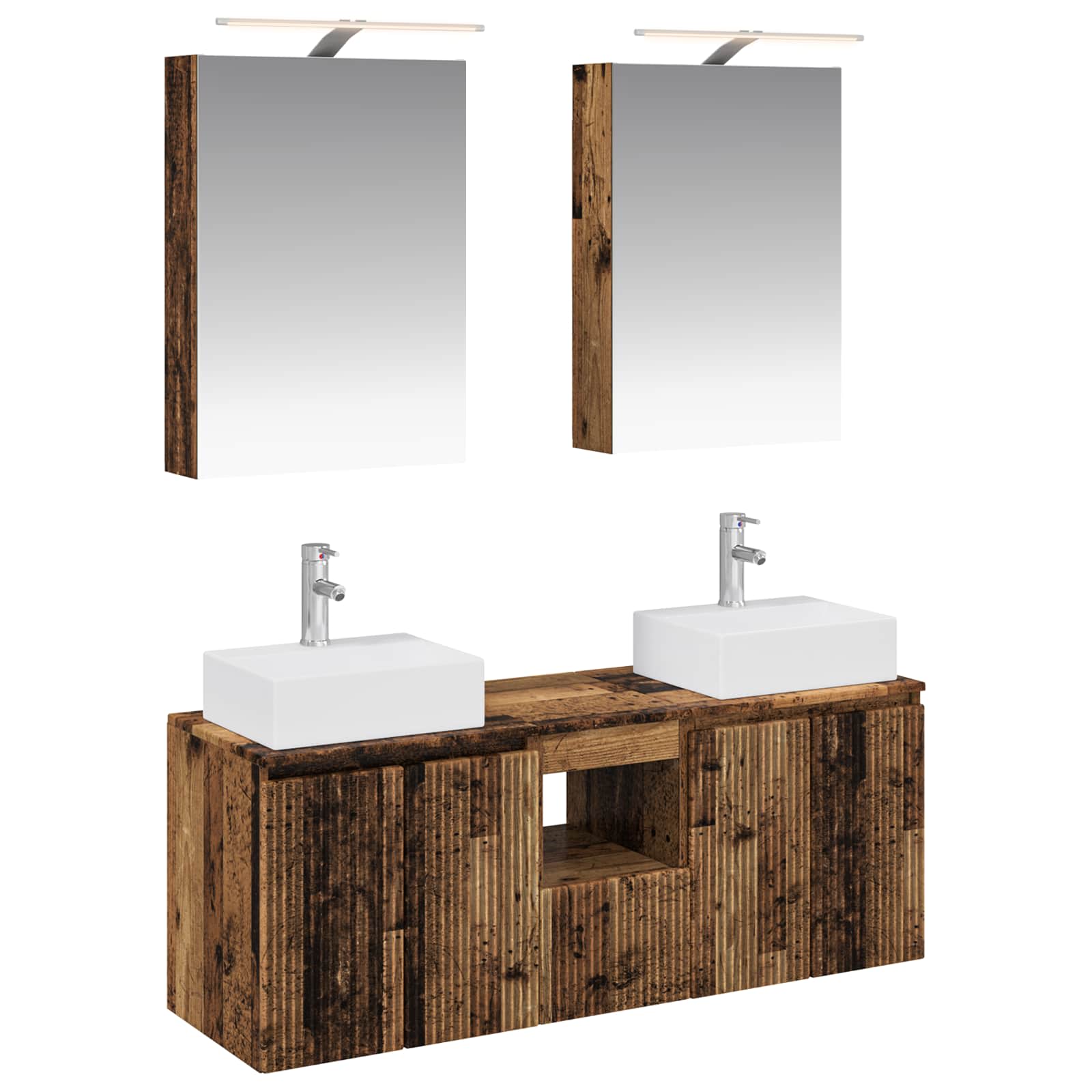 Set ormarića za kupaonicu 5 pcs Staro drvo Konstruirano drvo