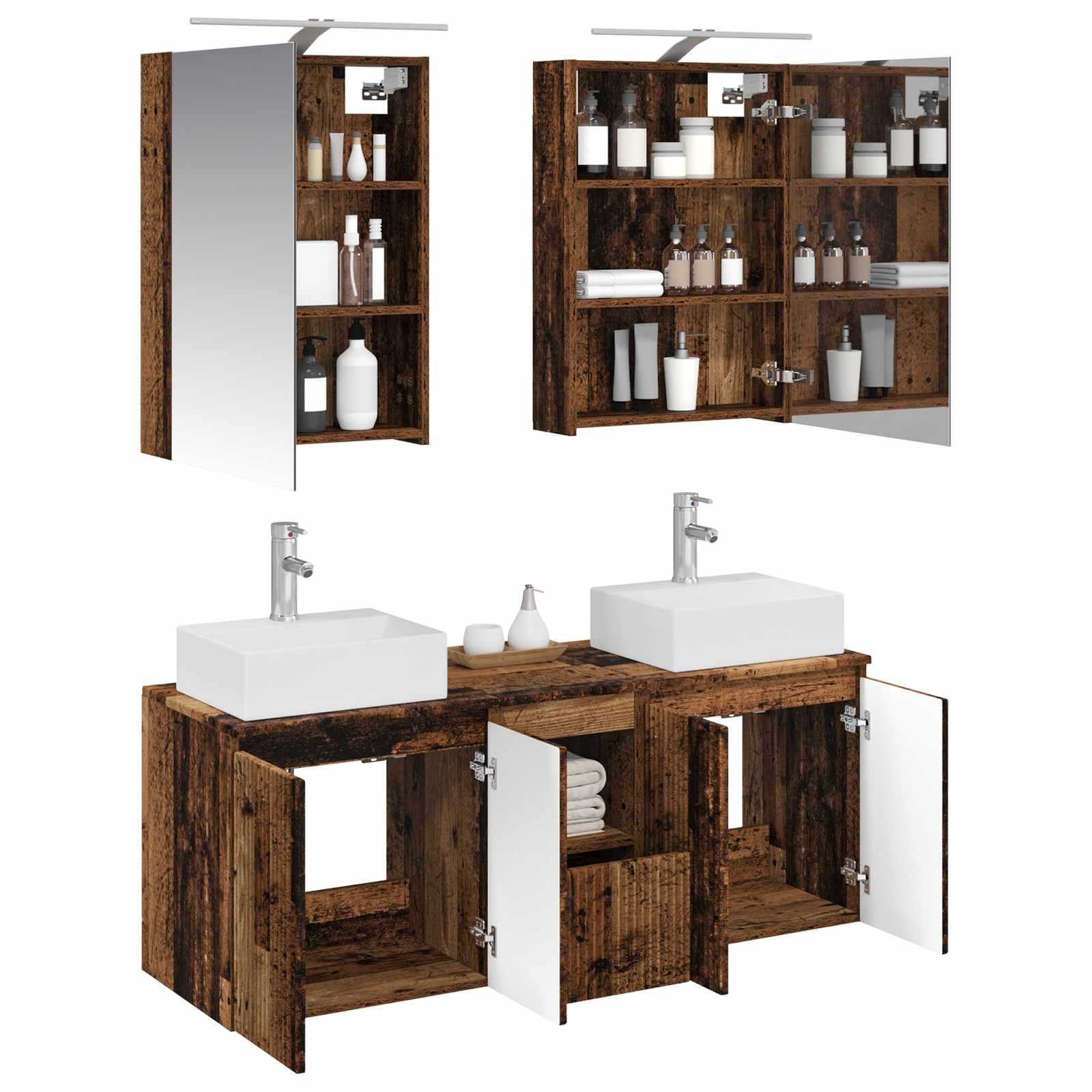 Set ormarića za kupaonicu 5 pcs Staro drvo Konstruirano drvo