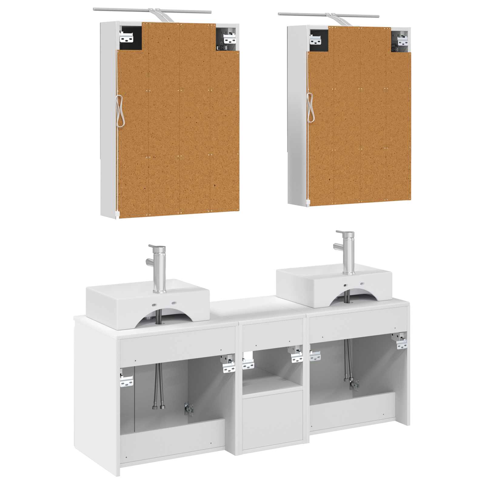 Set ormarića za kupaonicu 5 pcs Bijela Konstruirano drvo