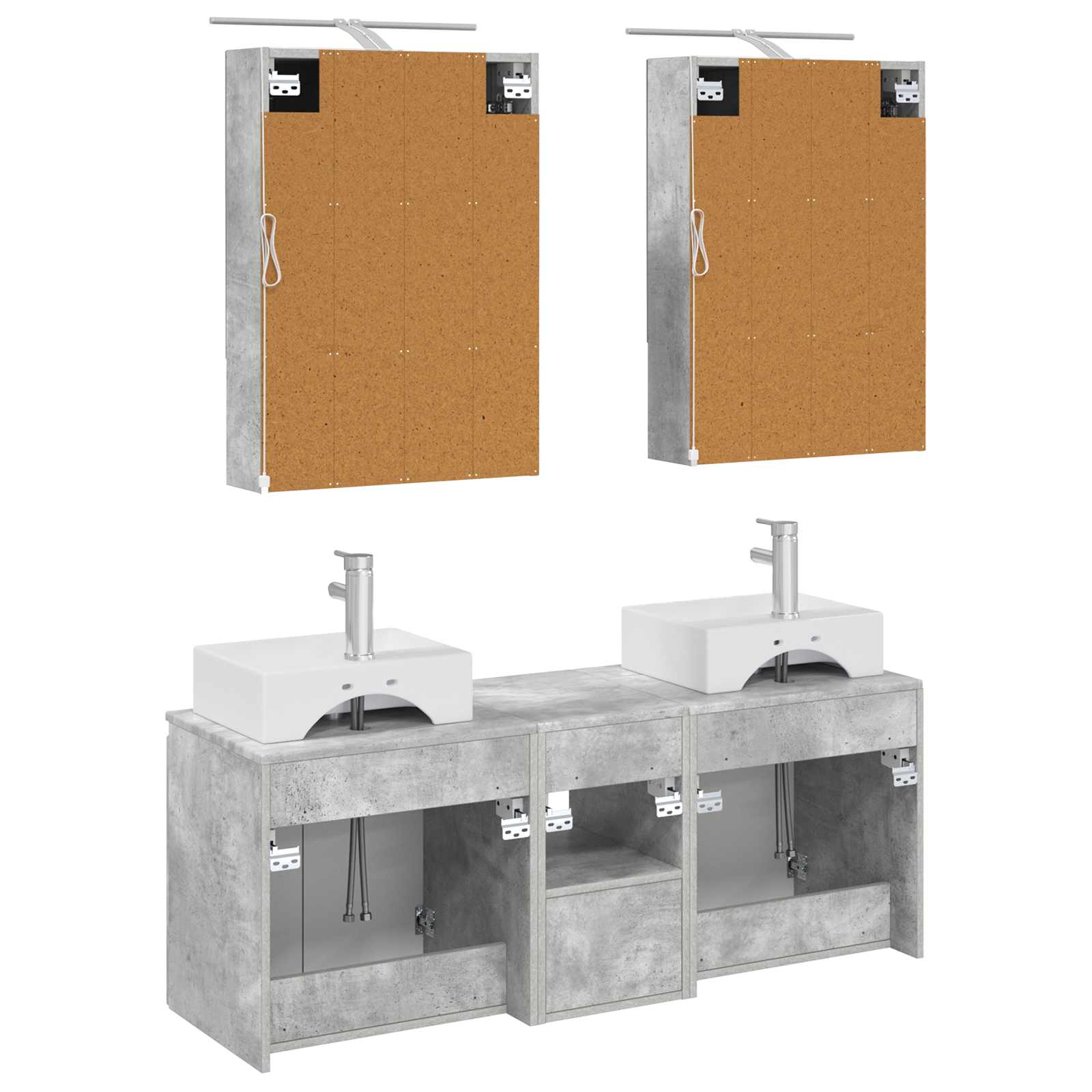 Set ormarića za kupaonicu 5 pcs Betonska siva Konstruirano drvo