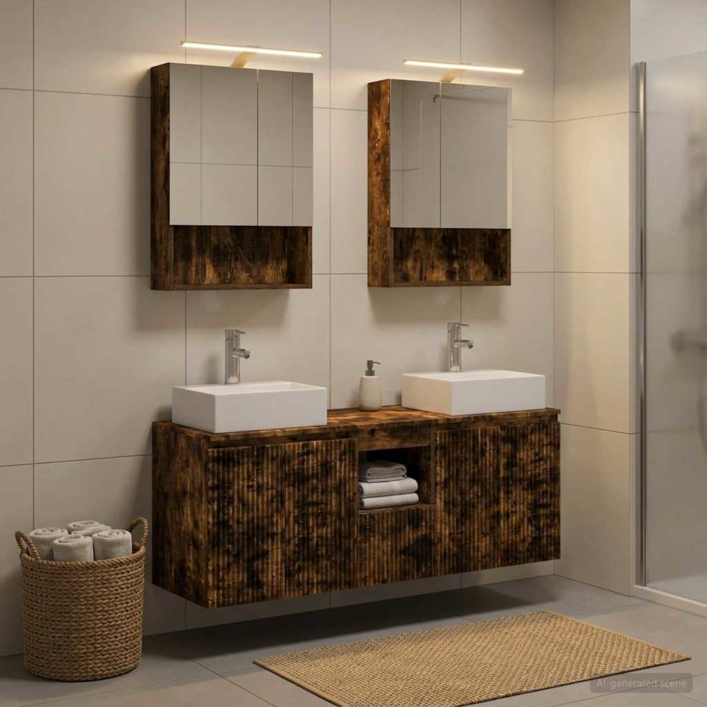 Set ormarića za kupaonicu 5 pcs Dimljeni hrast