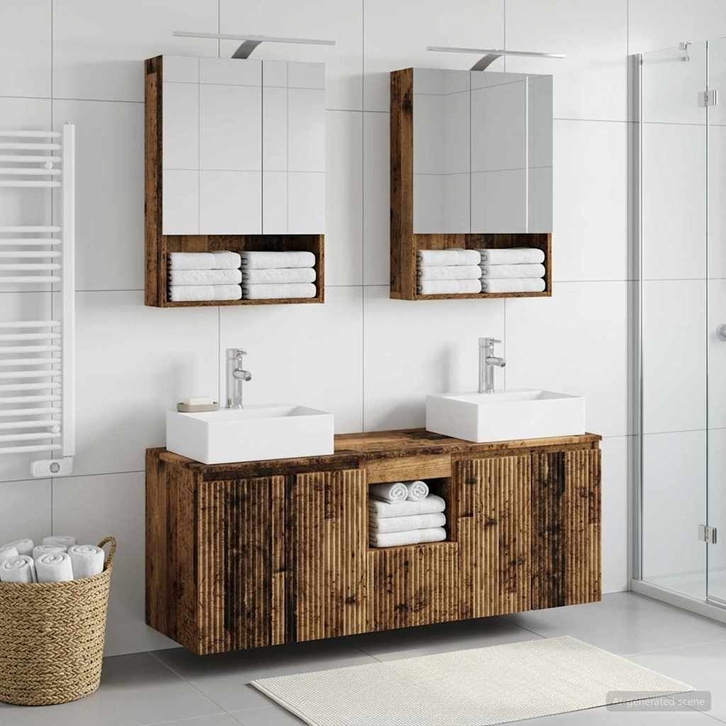 Set ormarića za kupaonicu 5 pcs Staro drvo Konstruirano drvo