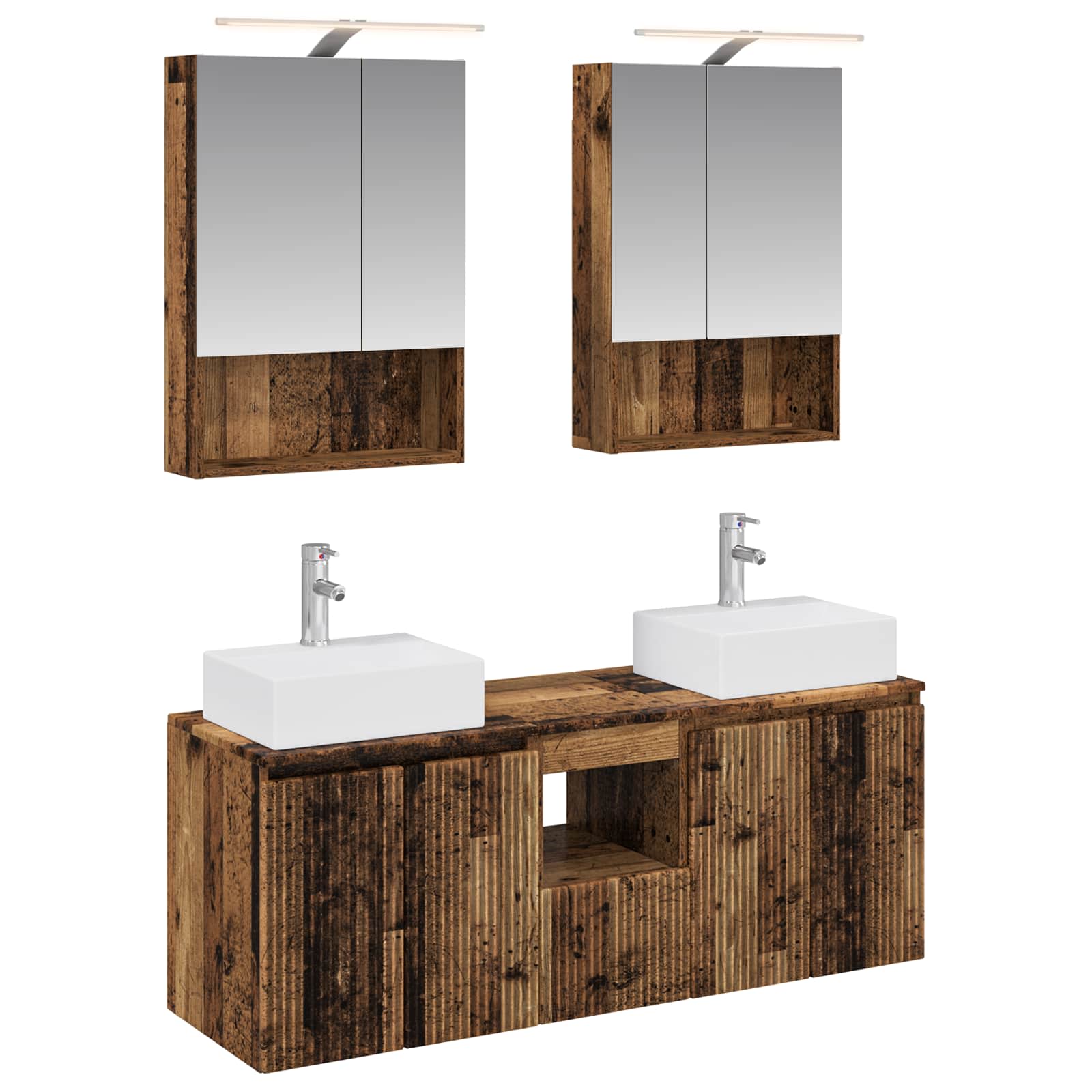 Set ormarića za kupaonicu 5 pcs Staro drvo Konstruirano drvo