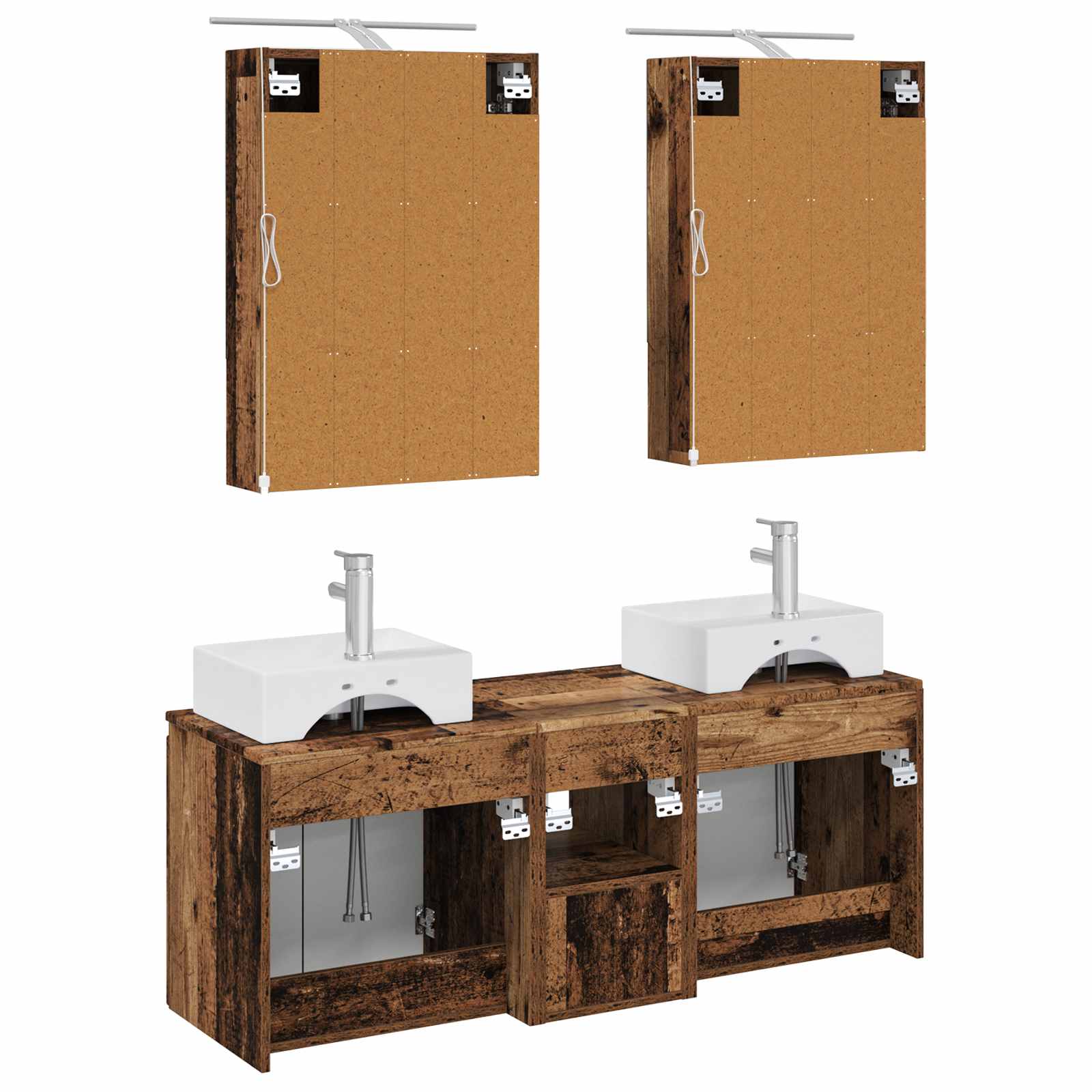Set ormarića za kupaonicu 5 pcs Staro drvo Konstruirano drvo