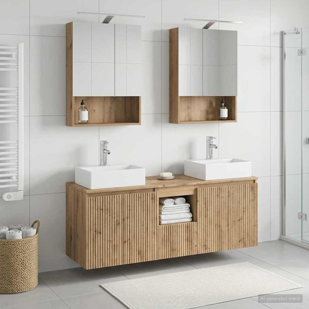 Set ormarića za kupaonicu 5 pcs Hrast artisan Konstruirano drvo