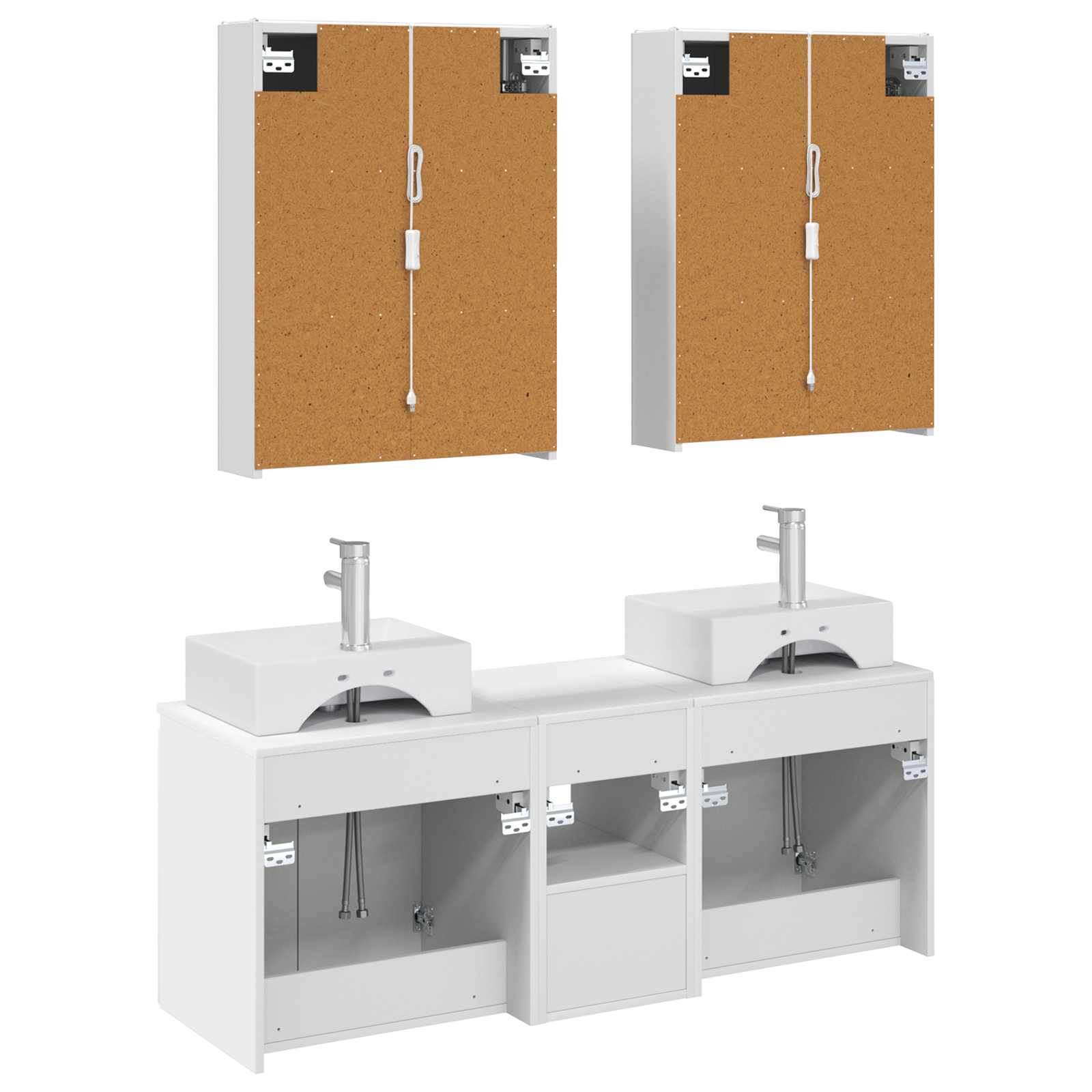 Set ormarića za kupaonicu 5 pcs Bijela Konstruirano drvo