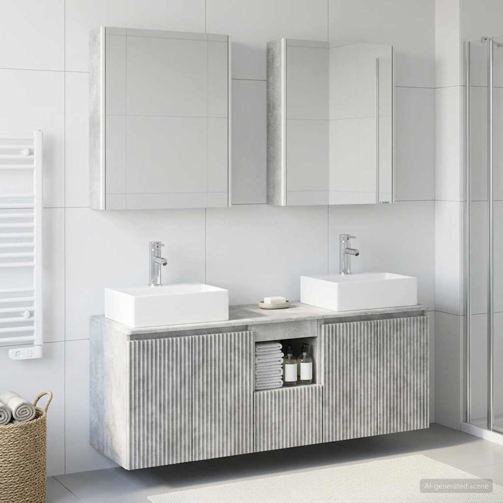 Set ormarića za kupaonicu 5 pcs Betonska siva Konstruirano drvo