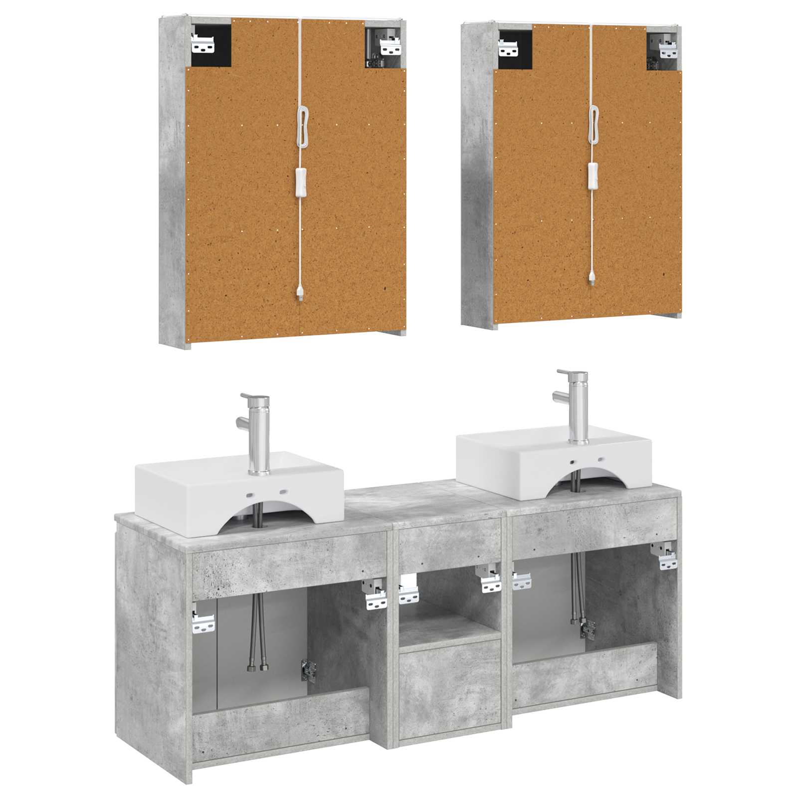 Set ormarića za kupaonicu 5 pcs Betonska siva Konstruirano drvo