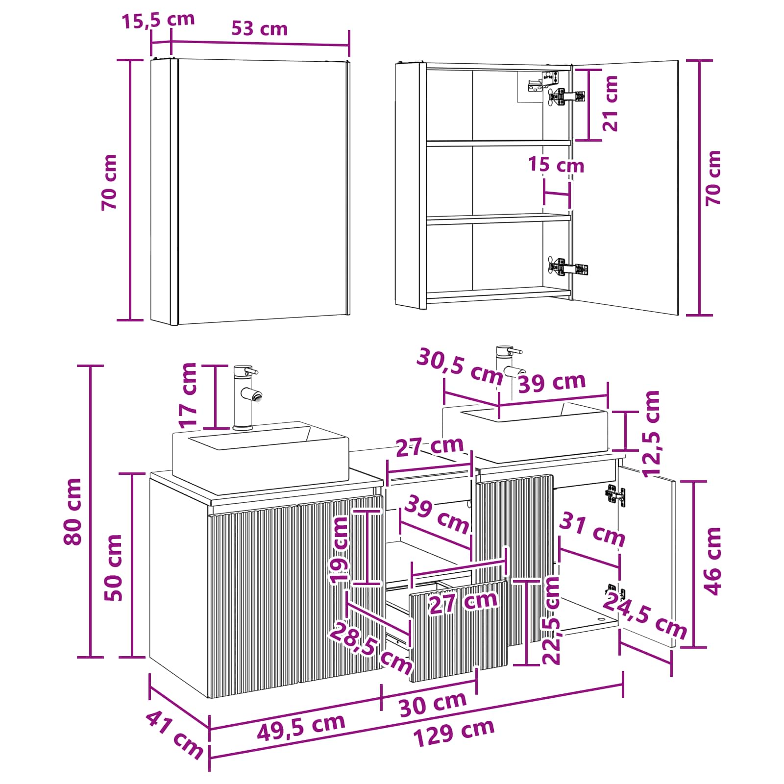 Set ormarića za kupaonicu 5 pcs Betonska siva Konstruirano drvo
