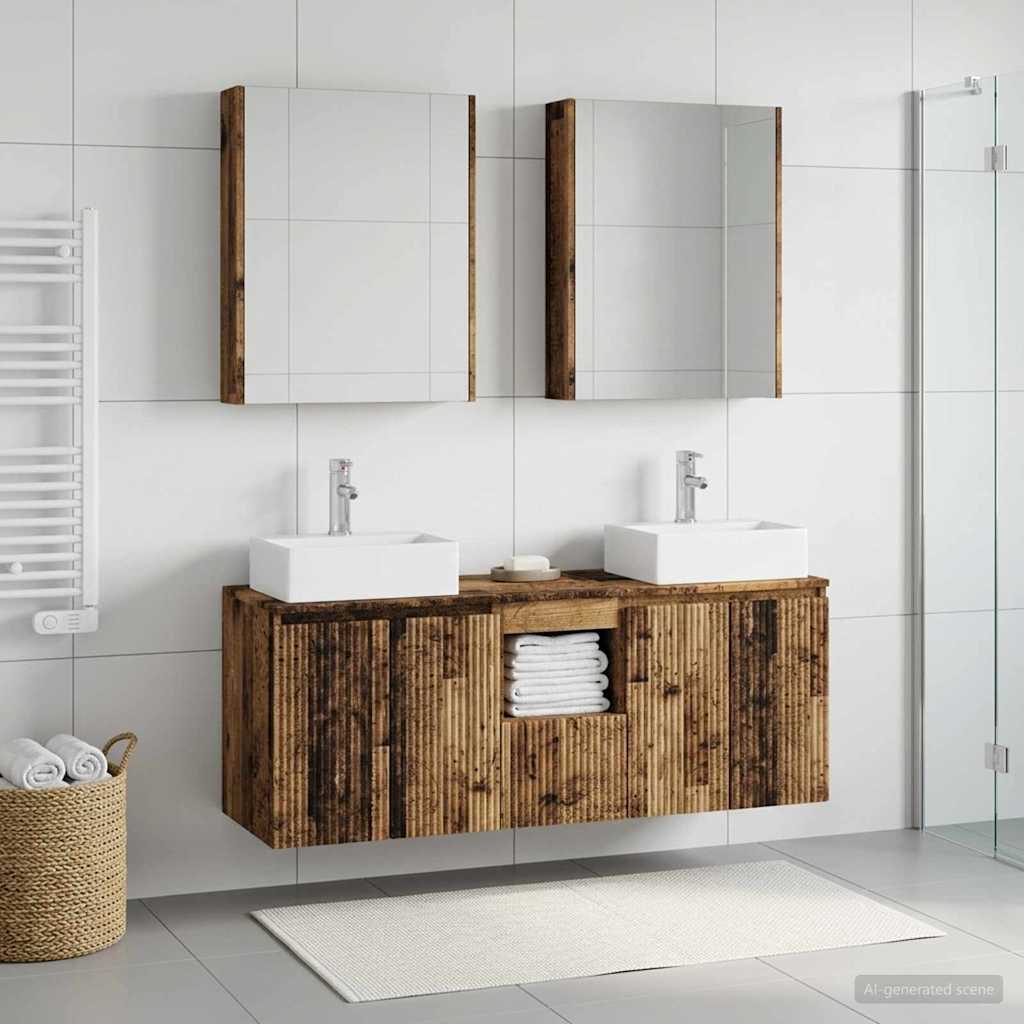 Set ormarića za kupaonicu 5 pcs Staro drvo Konstruirano drvo