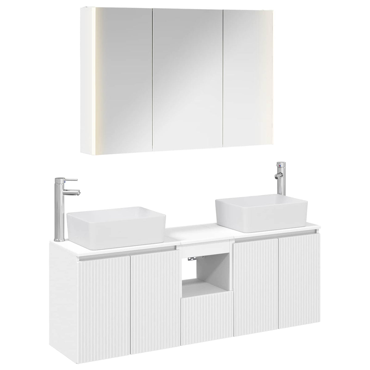 Set ormarića za kupaonicu 4 pcs Bijela Konstruirano drvo