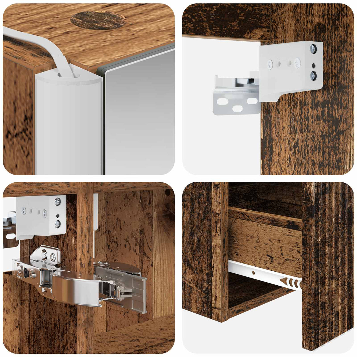 Set ormarića za kupaonicu 4 pcs Staro drvo Konstruirano drvo