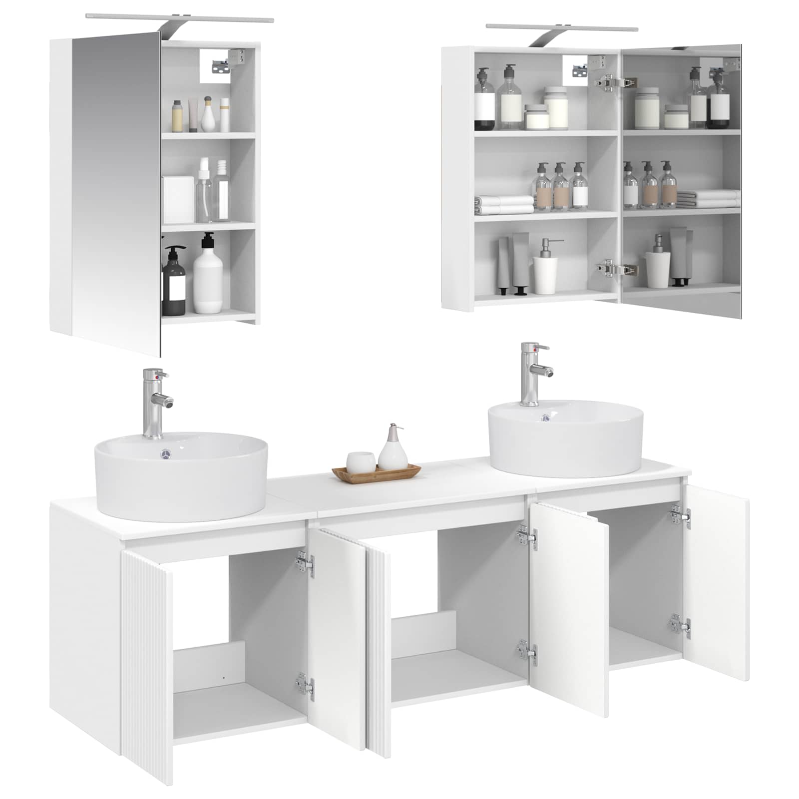 Set ormarića za kupaonicu 5 pcs Bijela Konstruirano drvo