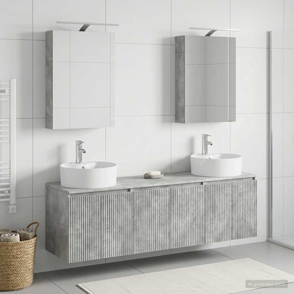 Set ormarića za kupaonicu 5 pcs Betonska siva Konstruirano drvo