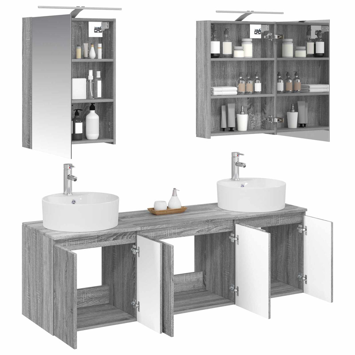 Set ormarića za kupaonicu 5 pcs Siva Sonoma Konstruirano drvo