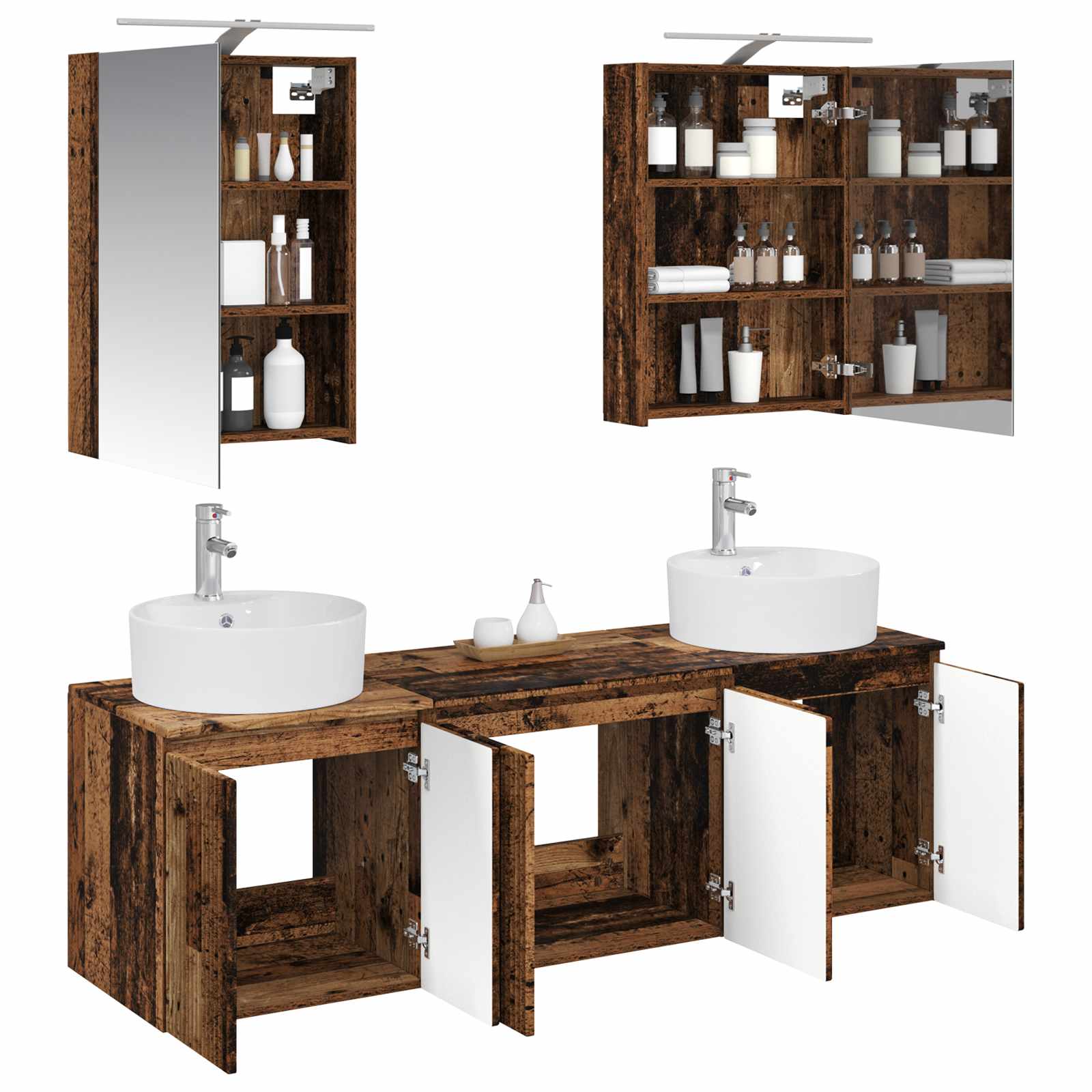 Set ormarića za kupaonicu 5 pcs Staro drvo Konstruirano drvo