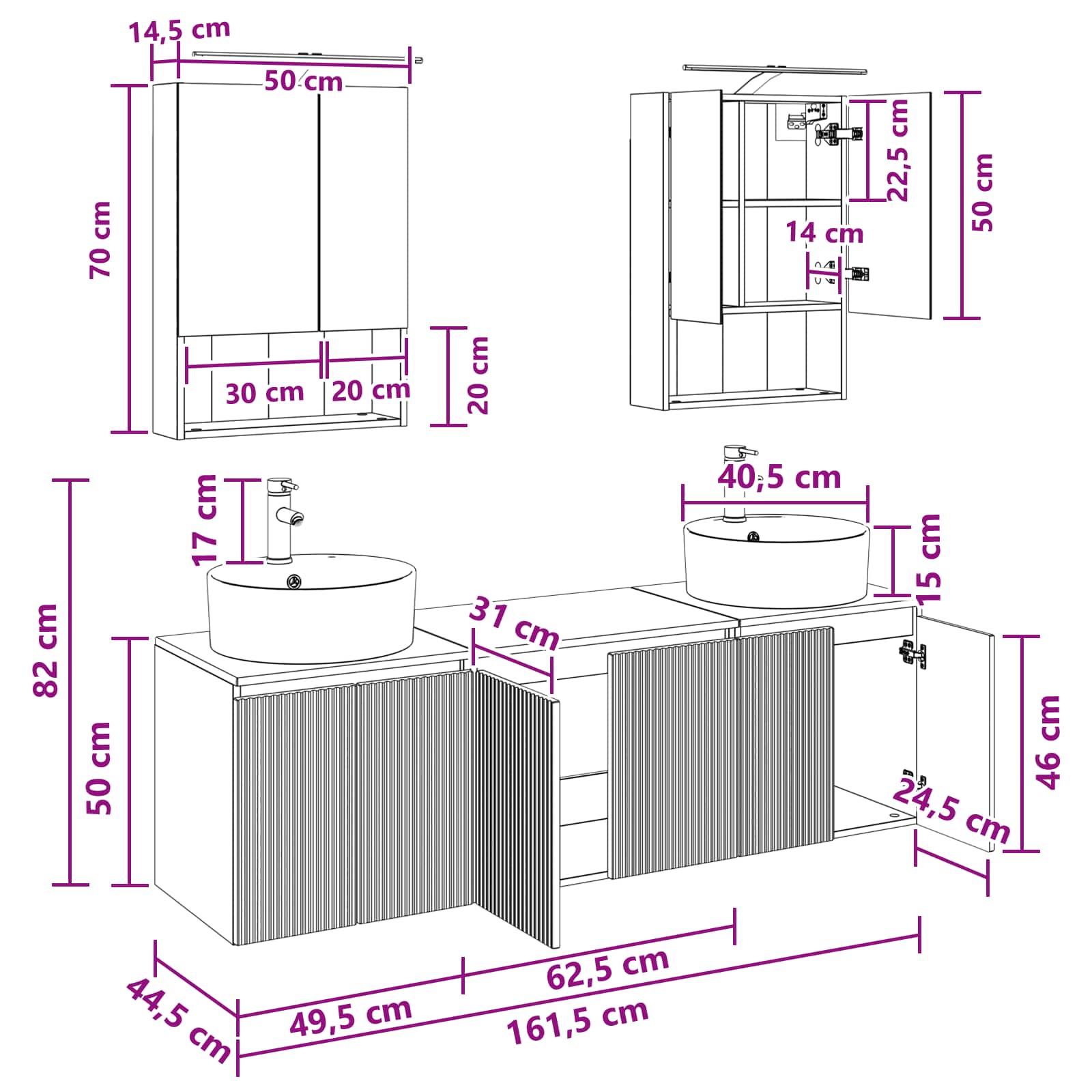 Set ormarića za kupaonicu 5 pcs Staro drvo Konstruirano drvo