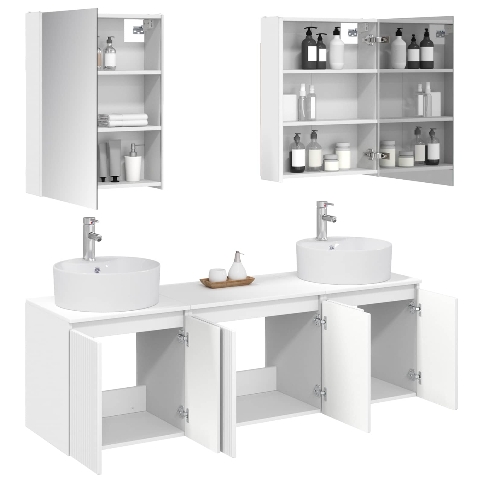 Set ormarića za kupaonicu 5 pcs Bijela Konstruirano drvo