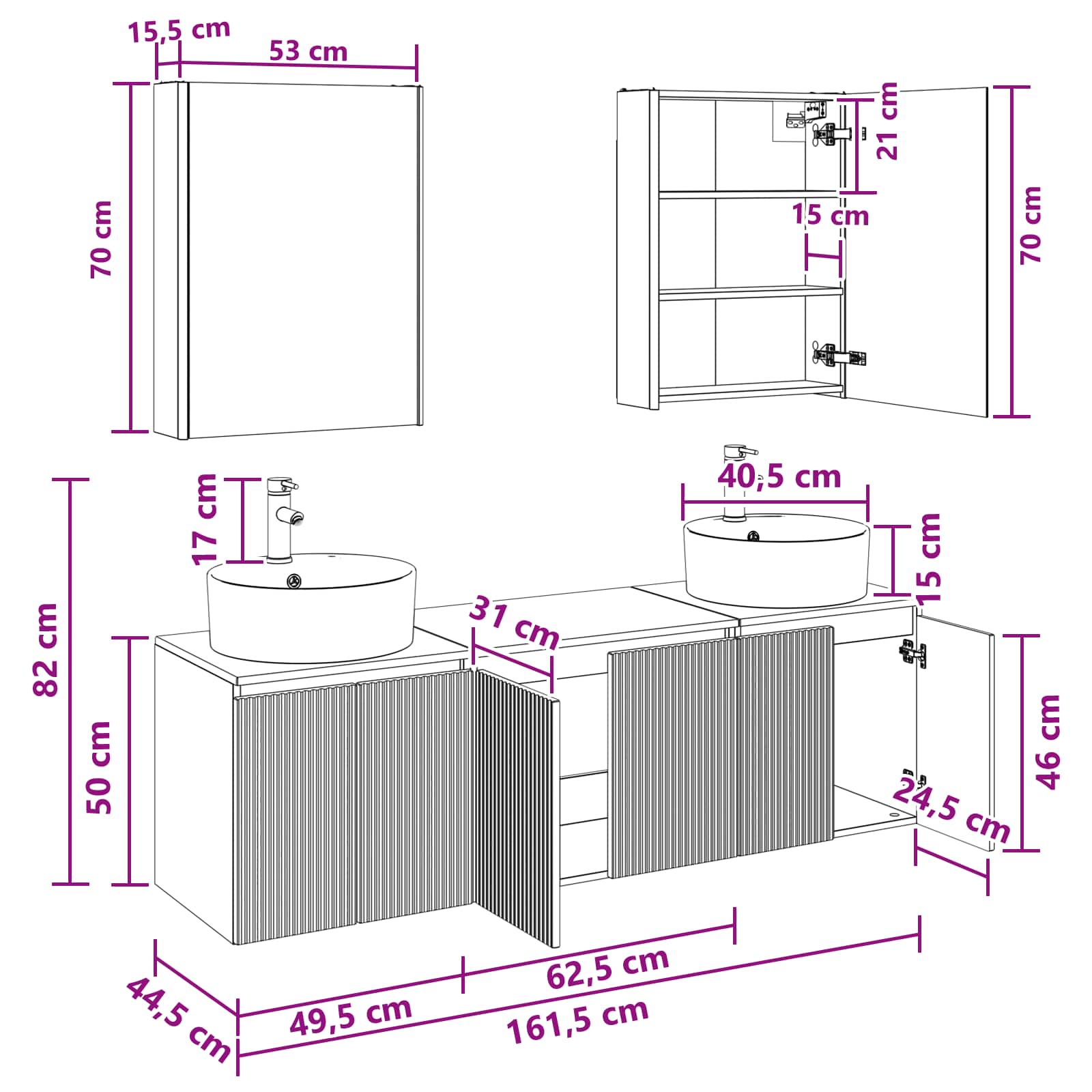Set ormarića za kupaonicu 5 pcs Dimljeni hrast