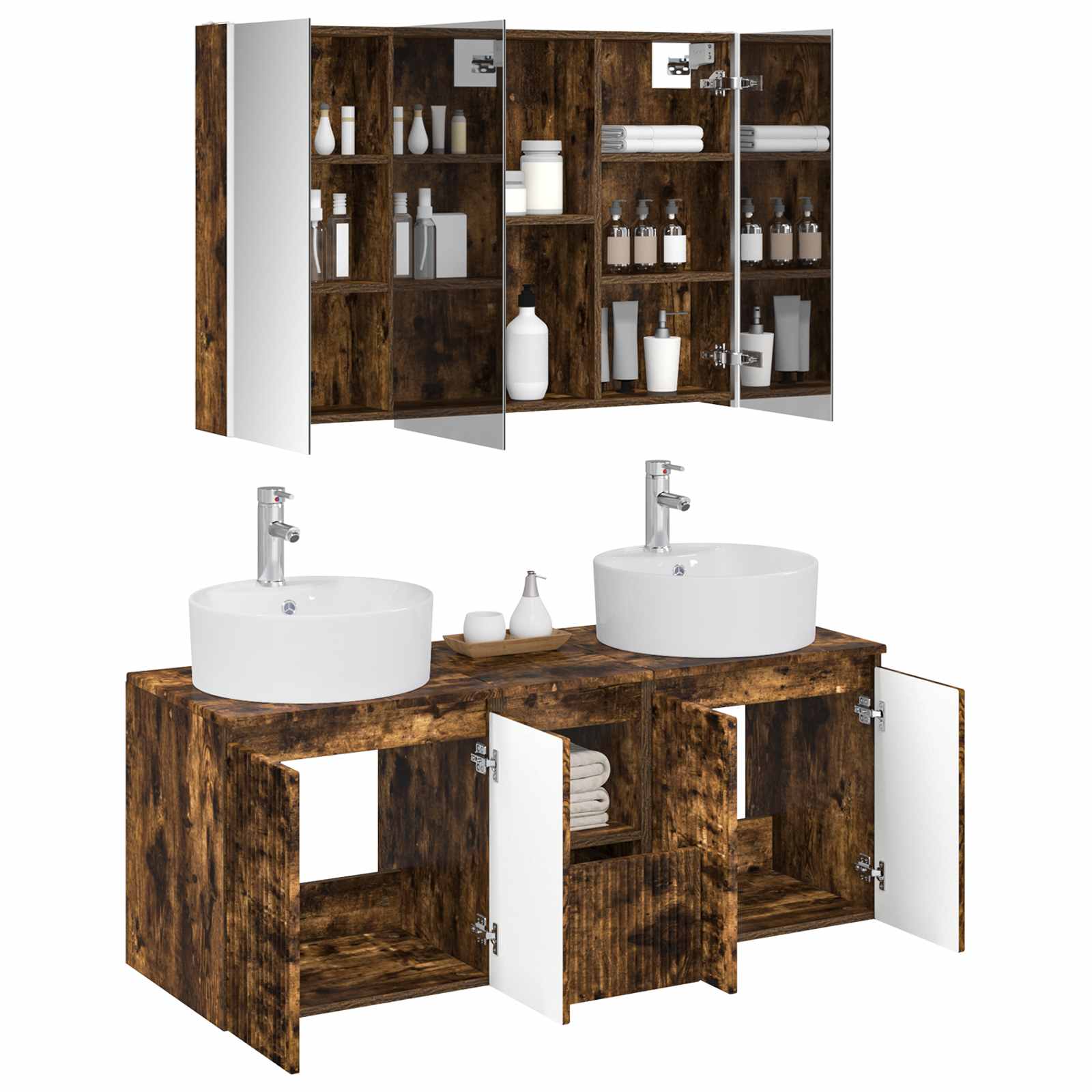 Set ormarića za kupaonicu 4 pcs Dimljeni hrast