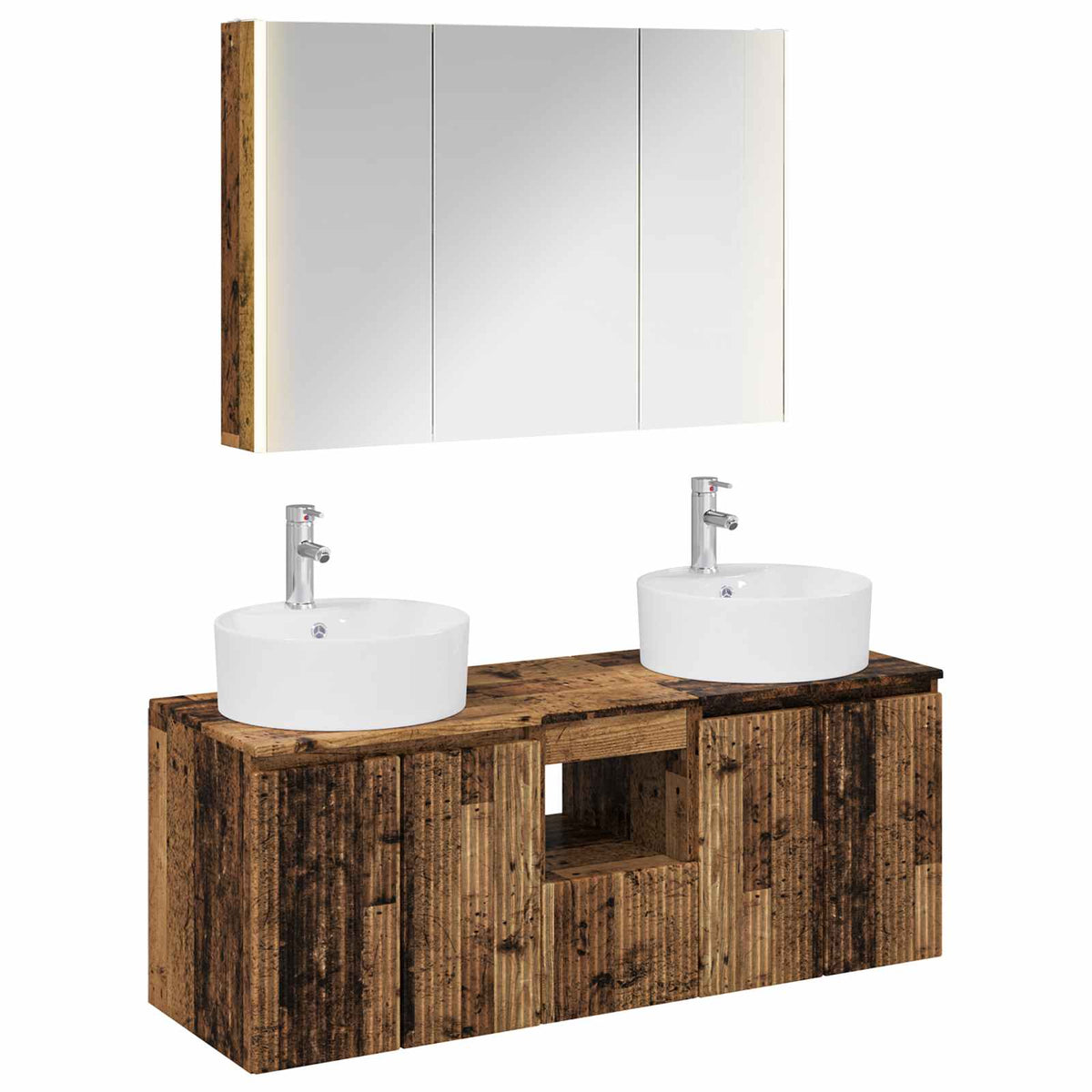 Set ormarića za kupaonicu 4 pcs Staro drvo Konstruirano drvo