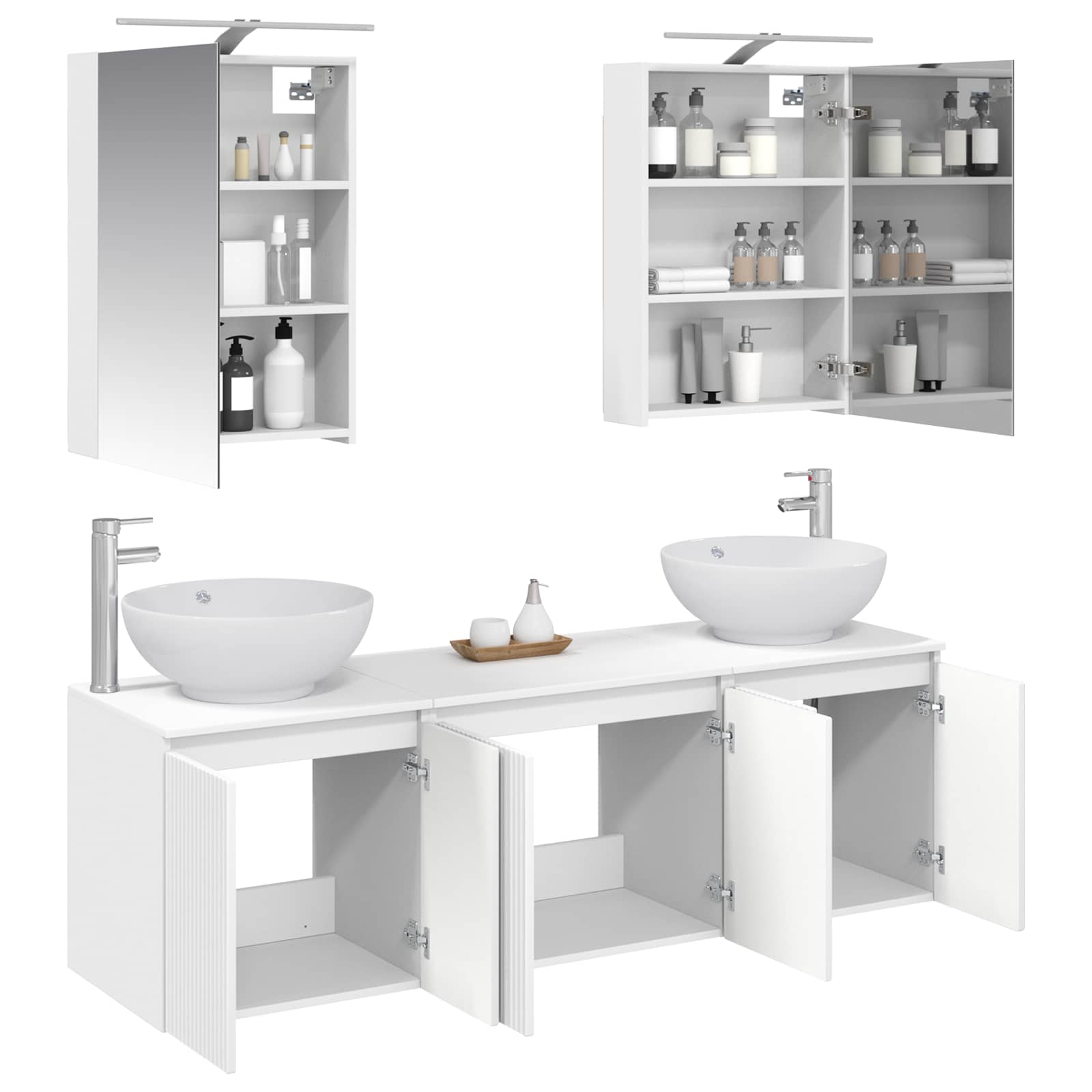 Set ormarića za kupaonicu 5 pcs Bijela Konstruirano drvo