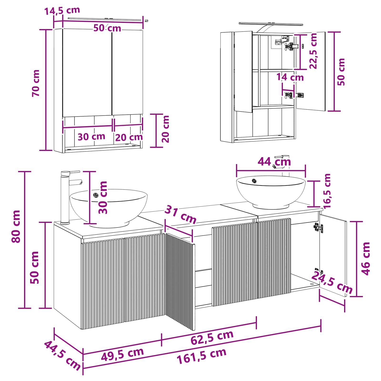 Set ormarića za kupaonicu 5 pcs Dimljeni hrast