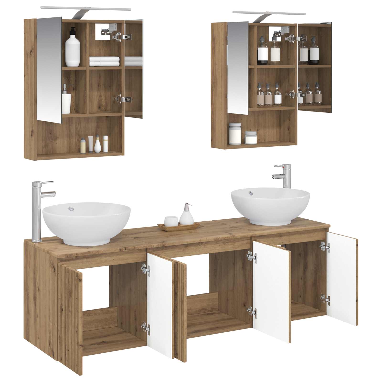 Set ormarića za kupaonicu 5 pcs Hrast artisan Konstruirano drvo