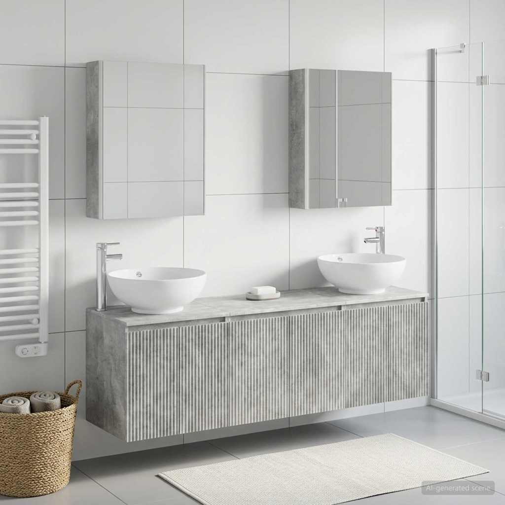 Set ormarića za kupaonicu 5 pcs Betonska siva Konstruirano drvo